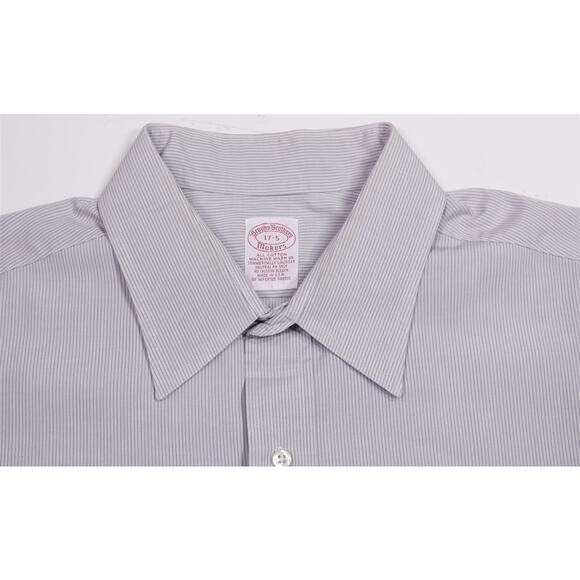 Brooks Brothers Gray Striped Cotton Dress Shirt 17-34/35 - Picture 5 of 6